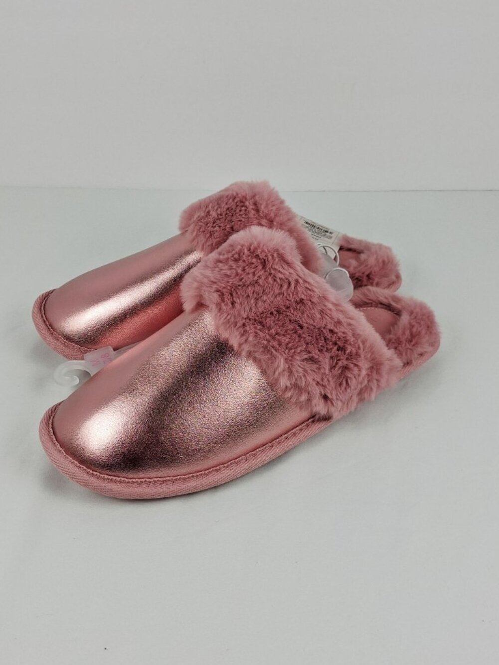 Metallic Faux Leather Slippers With Plush Lining Pink Size M (7/8) By Auden - Picture 3 of 11